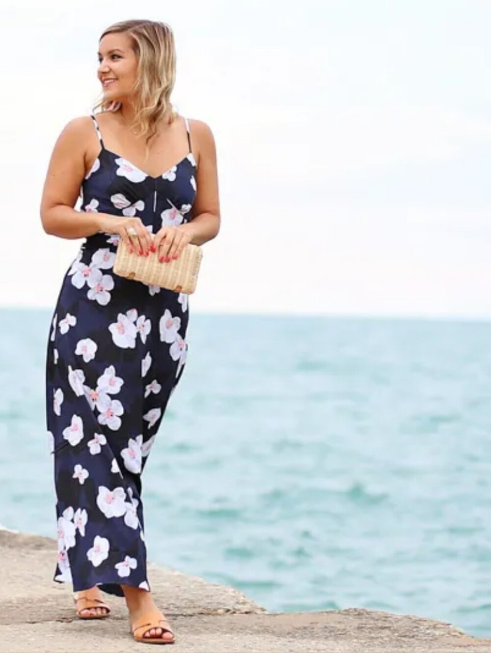 BANANA REPUBLIC Black Floral Slip Dress - 8 Tall